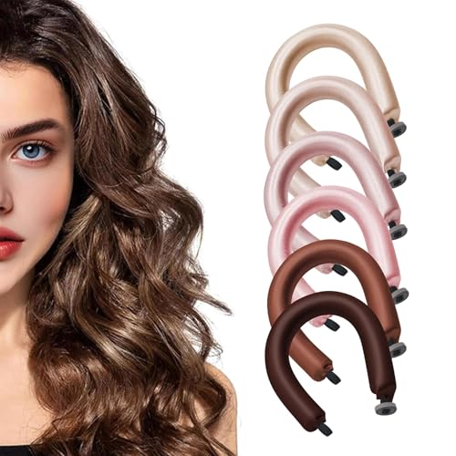 6 Pack Heatless Hair Curler Heatless Curls Overnight for All Hairs Types Hair Rollers for Blowout Look Long Hair Curls Satin Jumbo Flexi Rods to Sleep in (Color C)