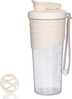 Shaker Bottle for Protein Mixes, 24 oz, Protein Shaker with Whisk Ball, Mixer Bottle, Portable Pre Workout Whey Drink Shaker Cup, Beige