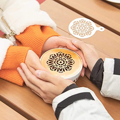 Konsait Cookie Template Stencil, 20 Pack Mandala Stencils for Coffee Cake Decorations, Reusable Template Stencils for Foam Barista Oatmeal Hot Chocolate Party Decoration Supplies Dot Painting Crafts