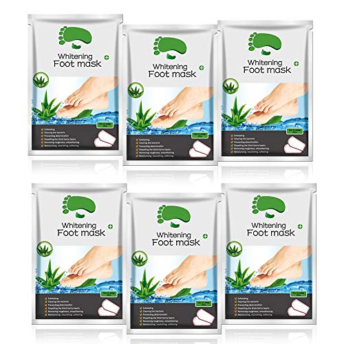 MOSCHOW Foot Peel Mask 6 Pack, Peeling Away Calluses and Dead Skin Cells Make Your Feet Baby Soft Exfoliating Foot Mask Repair Rough Heels Get Silky Soft Feet (Aloe)