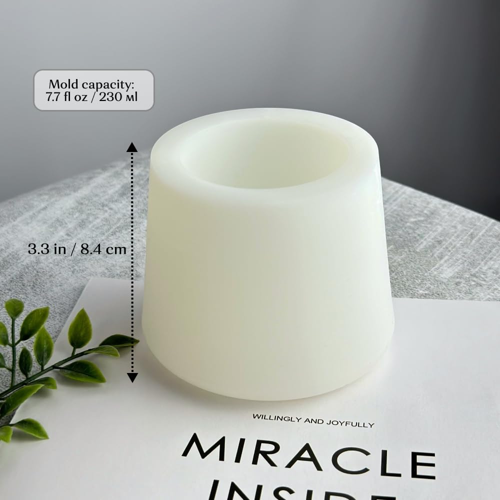 Silicone Planter Mold with Lid, 98mm x 83mm, for Concrete, Plaster and Resin Candle Jar Casting, Modern Home Decor