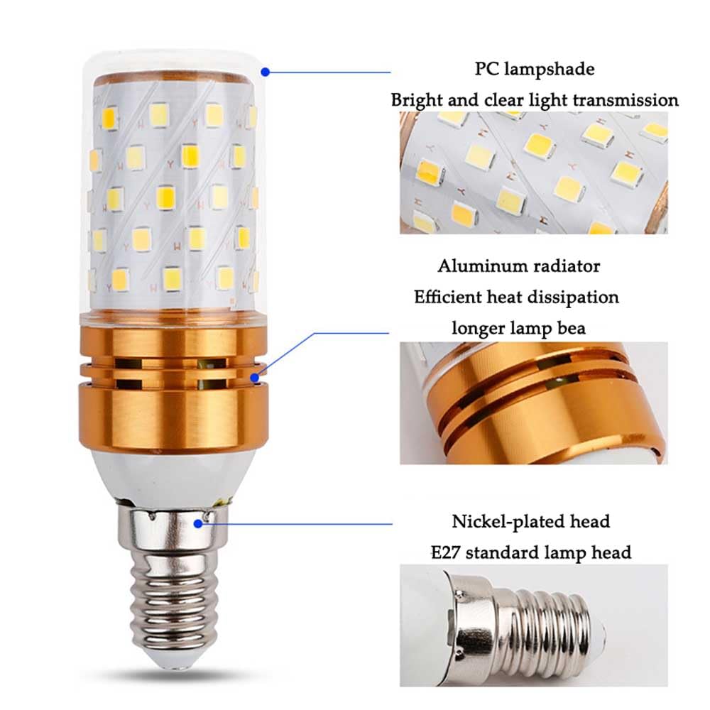 Paquete de 10 Bombillas Led de Maíz E27, Bombilla Led E27 de 16 W, 1600 Lm, Equivalente a Bombillas Incandescentes de 100 W, Luz Blanca Diurna 6000 K, No Regulable, Bombillas Led de Bajo Con
