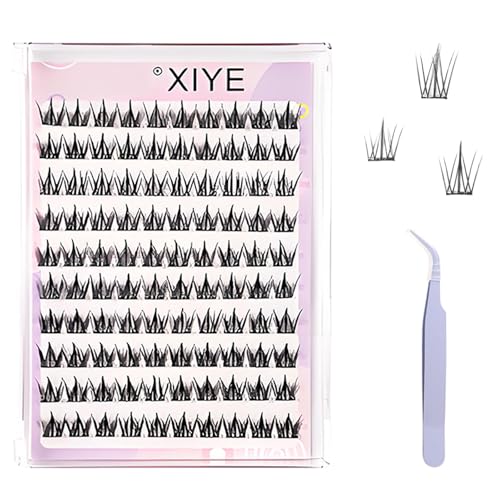 100Pcs No Glue Eyelashes, Self Adhesive False Eyelash Clusters with Purple Tweezer, Eyelashes for Women, Quick Party & Travel Makeup, No Glue Needed (11-13mm,Black)