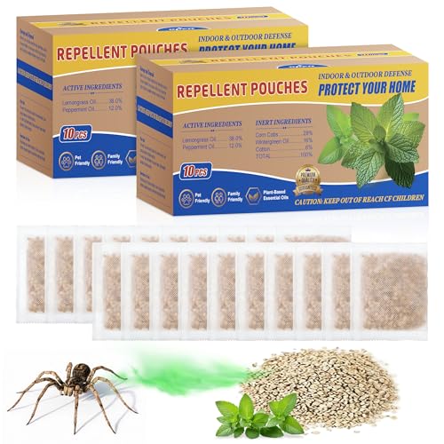 20 Pack Spider Repellent Pouches, Natural Spider Deterrent for Indoor,Home,Attic,Crawl