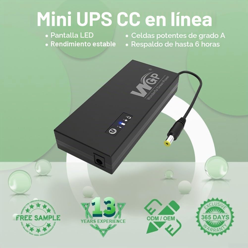 DC 12V 3A Mini UPS Sistema de Alimentación Ininterrumpida con Capacidad de 10400mAh para Cámara de Seguridad y Sistema de Monitoreo con Protección de Seguridad contra Sobredescarga y