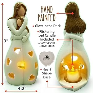 Daughter Gifts from Mom - Glow in The Dark Candle Holder Statue W/Flickering LED Candle - Unique Mother's Day, Christmas, Birthday Gifts Ideas, Mama Regalos - Greeting Card Included - Hand Painted Daughter Gifts from Mom Glow in The Dark Candle Holder Statue WFlickering LED Candle Unique Mothers Day Christmas Birthday Gifts Ideas Mama Regalos Greeting Card Included Hand Painted