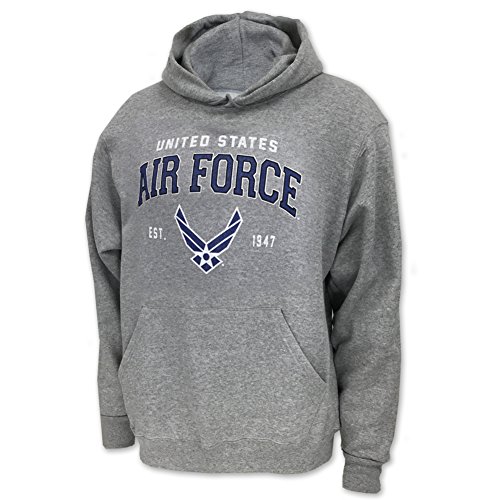 Armed Forces Gear Mens Air Force Wings Est. 1947 Hooded Sweatshirt large grey