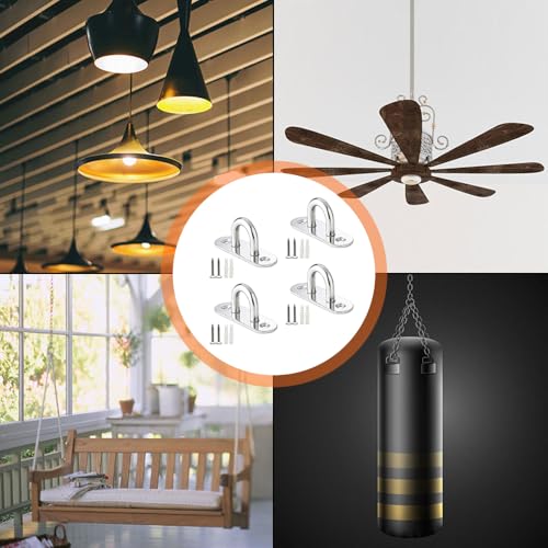 Gsrhzd Augplatte Edelstahl, 4 PCS M6 Augplatte mit Öse, Edelstahl-Augenplatte, Metall-Befestigungsring, Deckenhaken, Ösenplatte, Befestigungshaken für hängende Gegenstände, Markisen, Deckplatten