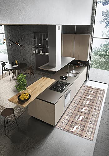 HomeLife Tapis Cuisine Antidérapant Lavable Tapis Vinyle 52X140 Couloir Antitache Pvc Intérieur Extérieur Impression Couloir Long Caoutchouc