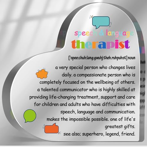 YUBKU Speech Language Therapist Gifts for Women Men, Thank You Gifts for Speech Pathologist, Birthday Appreciation Gifts, Inspirational Desk Decorative Sign Plaque for Office Speech Room Decor