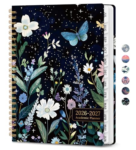 Planner 2026-2027, Hardcover Monthly and Weekly Academic Planner July 2026 - June 2027, Teacher and Student Calendar Agenda Book with Tabs, A5 (6.3" x 8.5"), Ideal for School and Office, Celestial