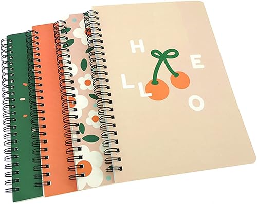 ALIMITOPIA - Cuaderno de notas anillado cuaderno de bocetos diario planificador tamaño A5 y 80 hojas 4 unidades flores florales