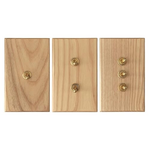 Miniatura 4 de Luz de pared retro US interruptor de palanca 15A 110V-250V con panel de pared de ceniza hecho a mano