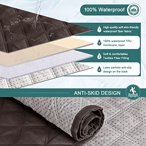 Ruaozz 100% Waterproof Recliner Chair Cover Non-Slip Reclining Cover for Recliner Chair Washable Chair Seat Cover with Elastic Straps for Kids, Dogs, Pets (Chocolate, 23'') - Image 5