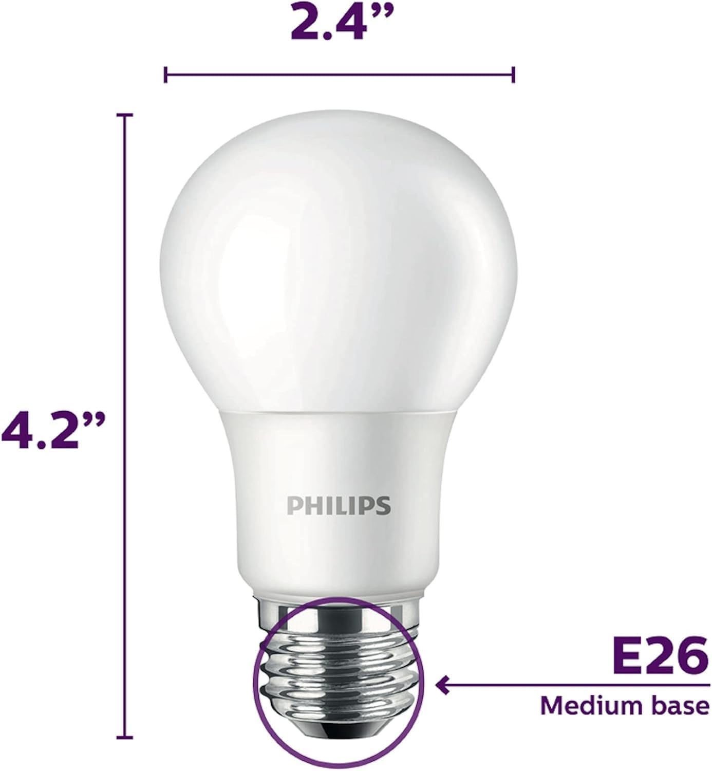 PHILIPS LED 100W A19 24-Pack Basic Daylight (5000K) 1500 Lumen (16.6W = 100W) Frosted Flicker-Free Light Bulbs