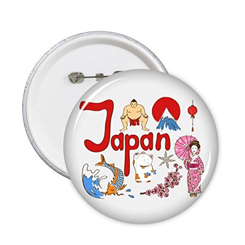 Pins Japon pour masquer un accroc vetement grand badge rond motif touristique multicolore L