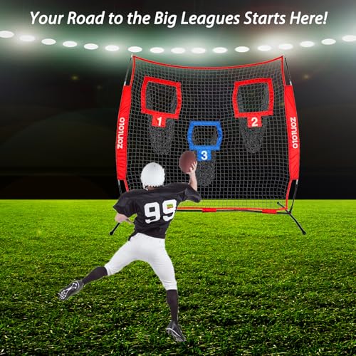 Zonlolo 6x6ft Football Training Net, Football Throwing Net with 3 Target Pockets, Portable QB Throwing Practice Equipment with Small Carry Bag,Most Suitable for Kids - Thumbnail 7