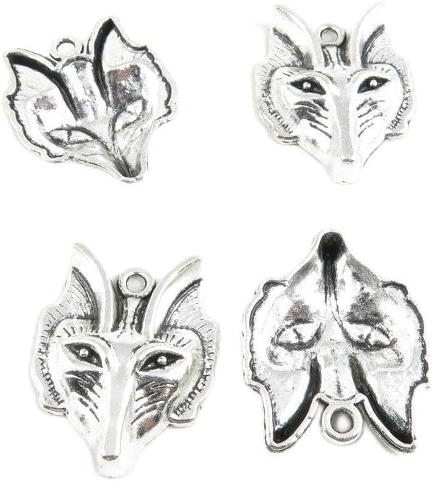 Antique Silver Tone Jewelry Making Charms Pendant Findings Craft Supplies Bulk Lots Arts E8LL7 Fox Head