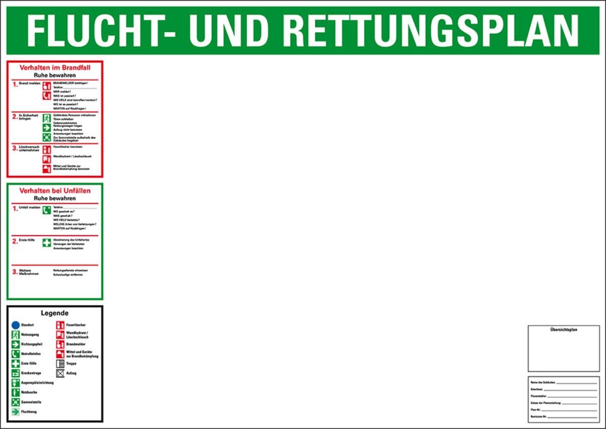 Vorteils-Set Flucht- Und Rettungsplan, Kunststoff, 420x297mm, DINISO 23601, DIN EN ISO 7010, ASR A1.3