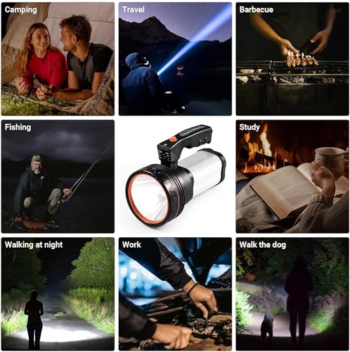 CSNDICE Torches LED Super Bright, IP65 Waterproof Powerful Torch, 10000mAh Long Lasting Rechargeable Torches, Torch Rechargeable for Outdoor Emergency, Camping, Power Cut - Image 8