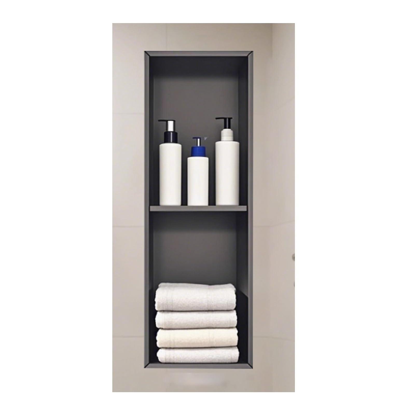Étagère de douche intégrée acier inoxydable niche murale mince rangement salle de bain