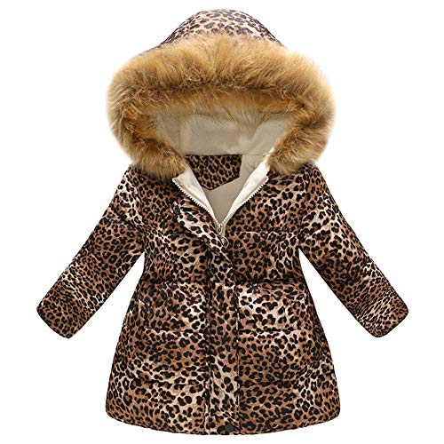 luoluoluo Giacca Bimba,Cappotti Bimba Invernali, Bambini Ragazze Cappotto di Leopardo Floreale Autunno Inverno Cappotti Caldo Giacche per 2-7 Anni - Cappotti e Giacche per Bambina (Khaki, 2-3 Anni)