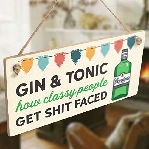 Gin & Tonic How Classy People Get S**t Faced Sign - Gin and Tonic Bunting & Bottle Design