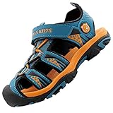 SAGUARO Jungen Trekkingsandalen Atmungsaktive Wandernsandalen Mädchen Geschlossene Sport und Outdoor Sandalen Wassersport Freizeitschuhe rutschfest, Blau 35