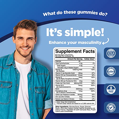 Natural Multivitamin For Men Gummies With Zinc - Men’s Multivitamin Gummy With Vitamin D C A & Biotin - Mens Multivitamins Gummies With Vitamin B6 & Vitamin B12 For Full Mens Health Supplement #TOP2