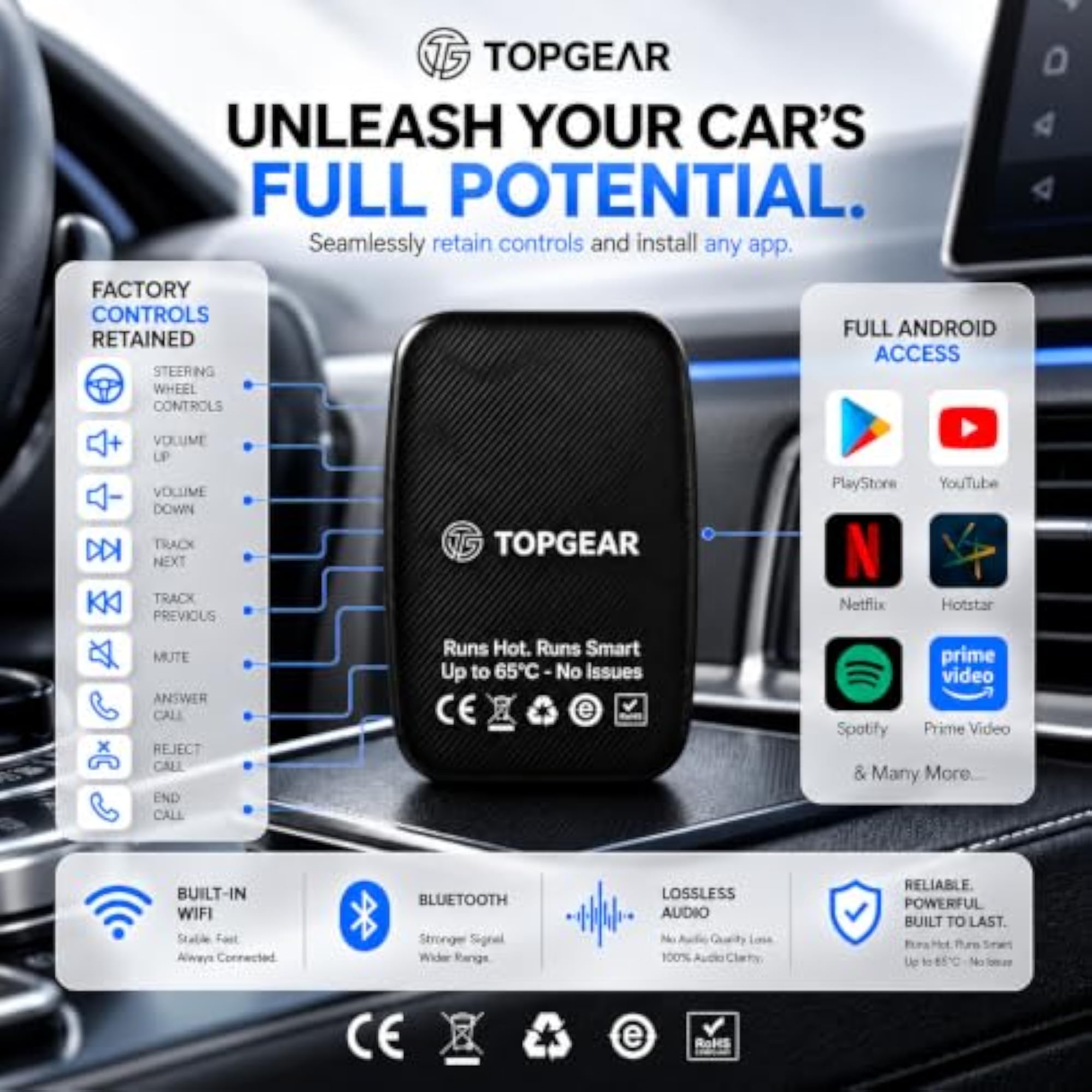 TOPGEAR Ai Box for AA Carlink Android Converter