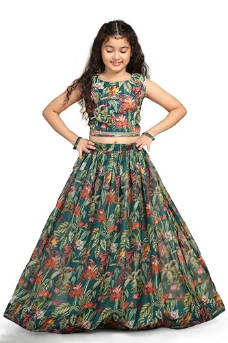 Image of Fashion Dream Girl's Silk Blend Readymade Lehenga Choli Set |Lehenga Choli for Girls|Ethnic Wear|Kids Lehenga