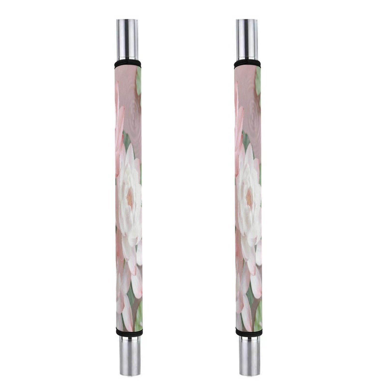 Fodpand Style Pink And White Lotus Flower Kitchen Handle Cover, Keep Your Kitchen Appliance Clean, Fashion Refrigerator Anti Slip Sleeve,Anti Slip Handle Cover For Refrigerators Ovens Cabinets Dishwashers