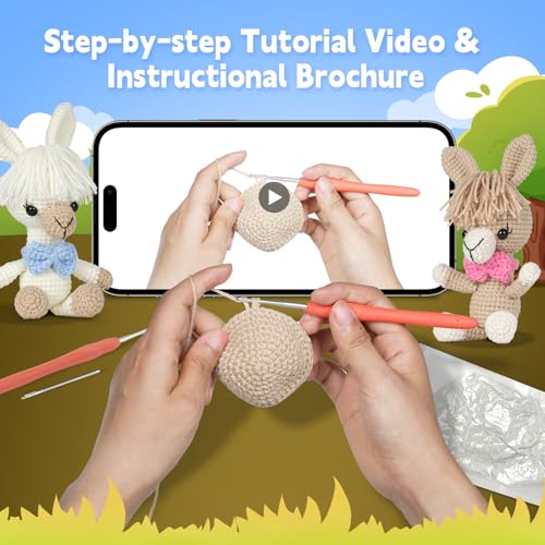 MOREJMTT Crochet kit for Beginners，Knitting kit，Equipped with Step-by-Step Video tutorials, Adult Junior Crochet Kits,Crochet Animals kit(2pack Alpaca) — view 3