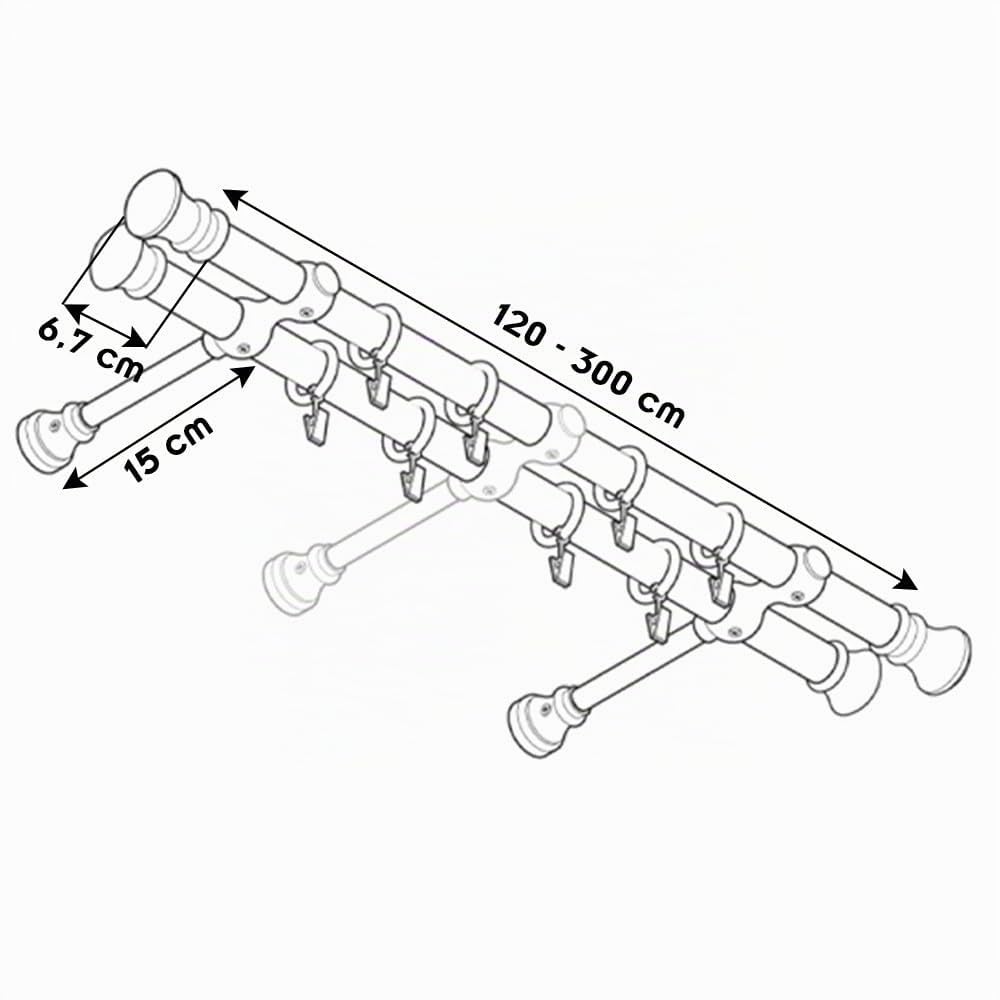 Mon Mobilier Design CRIS Tringle en Bois Ø 28 mm Pin Double 200 cm