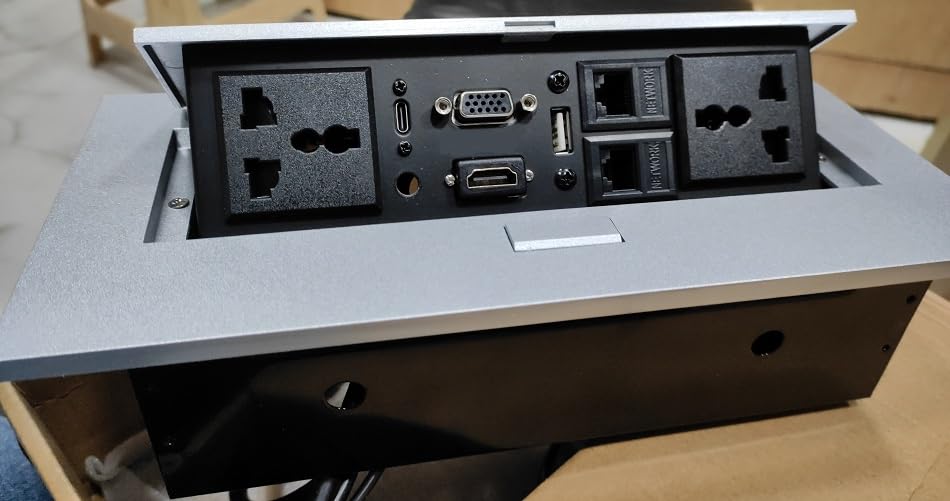 Image of Hydraulic Popup Box for Conference Table with Desktop Socket (Style 2)