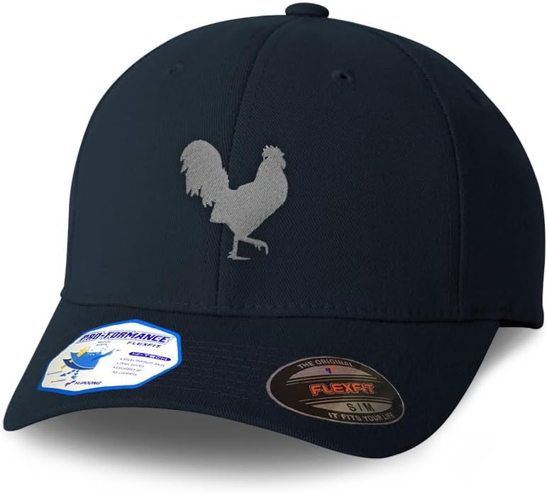 Flexfit Cap for Men & Women Embroidered Grey Rooster in A Poultry Embroidery Flexfit Hats Baseball Caps