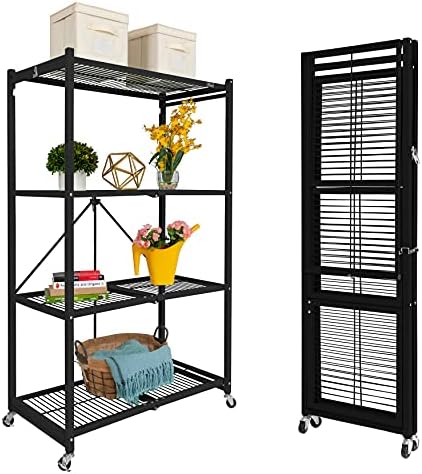 Origami Storage Shelves on Wheels, Steel Shelving, Heavy Duty Garage Storage & Organization, Closet Organizer, Utility Shelf, Pantry Organization and Storage Shelves for Storage