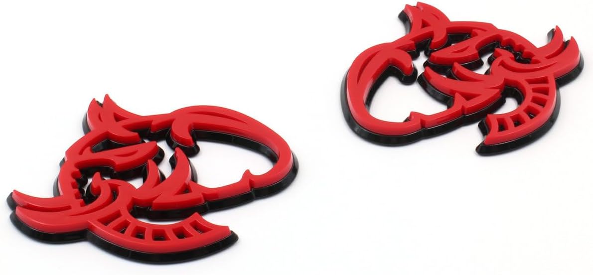Pair New Elephant Head Emblem for F150 TRX Ram 1500 2500 3500 Fender Badge Hellcat Style (Red Black)