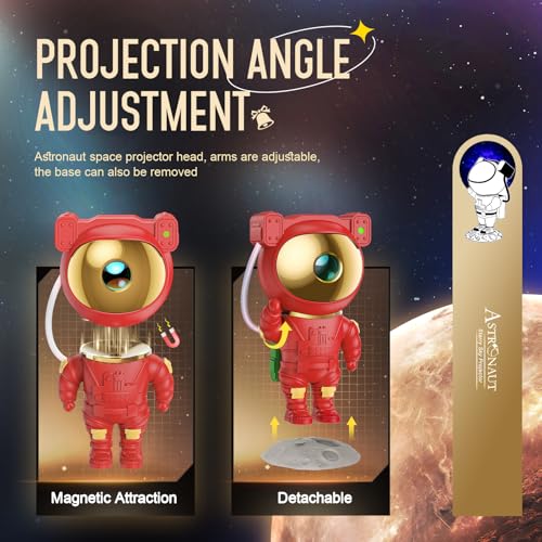 Image of Christmas Light Projector Indoor - Red Astronaut Galaxy Projector, Festive Holiday Decor, Romantic Lights for Bedroom, Unique Christmas Gift with Remote & Timer