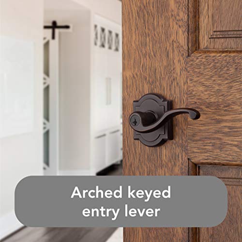 Baldwin Madrina, Entry Door Handle Reversible Lever With Keyed Lock Featuring Smartkey Re-Key Technology, In Venetian Bronze #TOP2