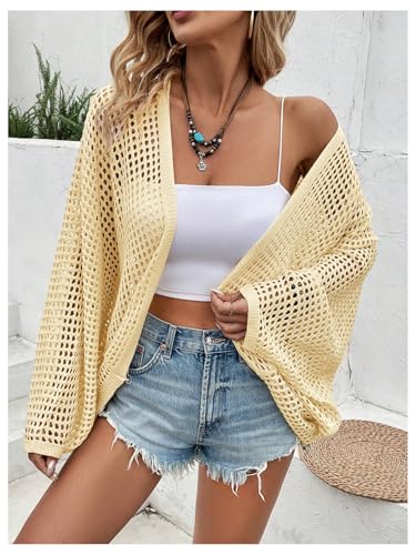 Image of Verdusa Women's Oversized Summer Cardigan Lightweight Sweater Crochet Knit Beach Cover Up Spring Vacation Outfits