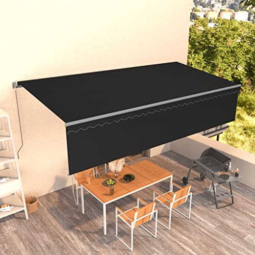 Juego de muebles, herramientas, toldo retráctil manual con persiana, 6 x 3 m, color antracita
