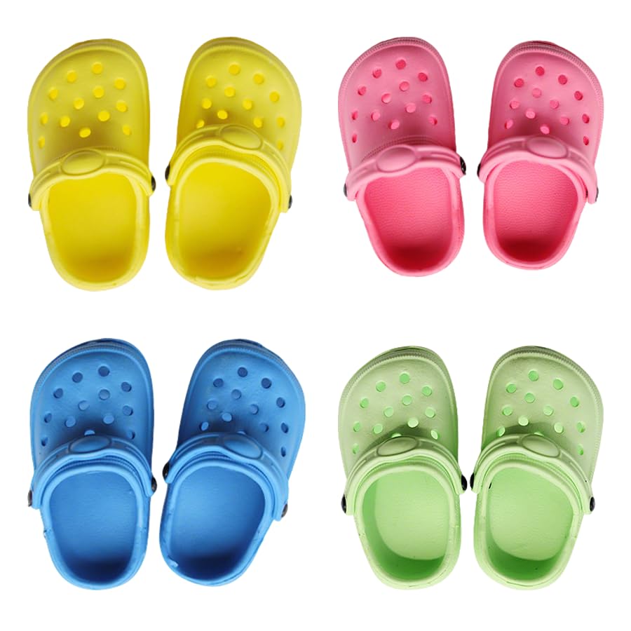 4 Paar Puppen Schuhe Zubehör Set für 14-18 Zoll Puppen, Puppenzubehör mit Gelb Rosa Blau Grün Puppenschuhe, 35-45cm Puppe Zubehör Puppenkleidung für Baby Puppe Mädchen Jungen Geschenk