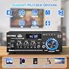 Receptor y amplificador Bluetooth AK45 Pro, 2 canales RMS 50W x 2 (Pico 800W), amplificador de 2 canales con radio FM, entradas USB/SD, control remoto, amplificador de potencia inalámbrico para altavoces de cine en casa, karaoke, garaje 4