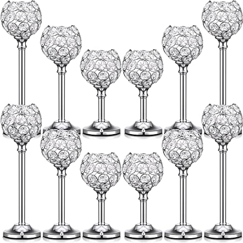 Mimorou 12 Pack Crystal Candle Holders Gold or...