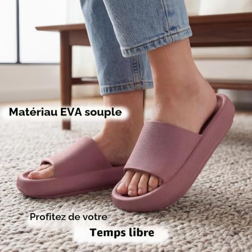 Donpapa Claquettes Femme Homme Cozislides EVA Souple Nuage Douche Piscine – vue 5