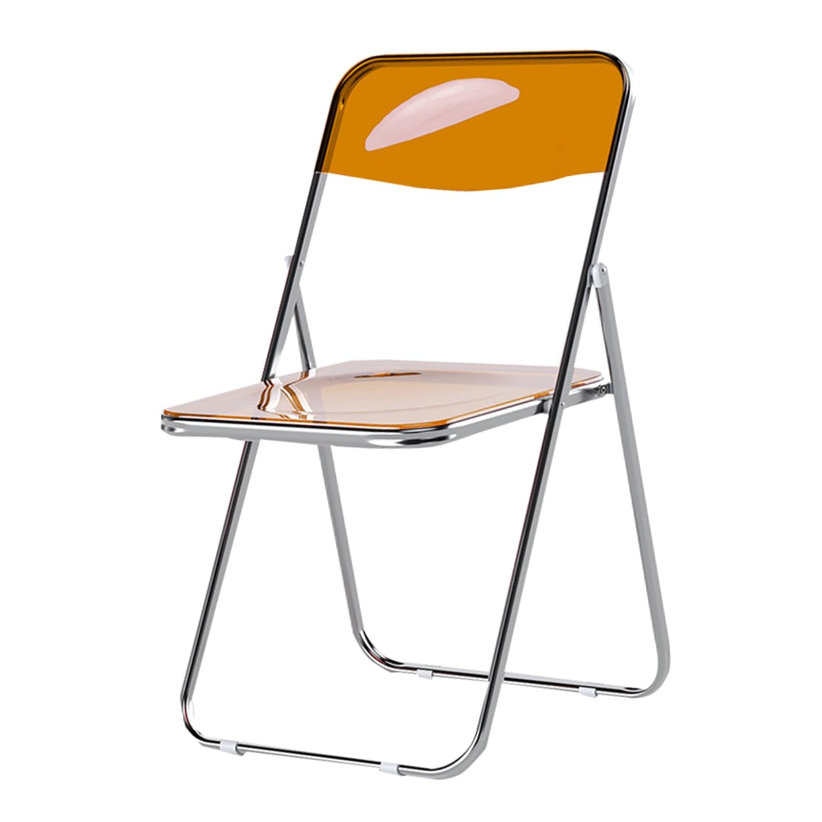 Chaise pliante en acrylique transparent et assise compacte en métal