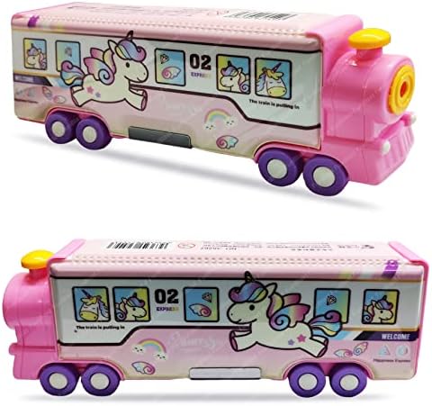 FunBlast Pencil Box for Kids with Moving Wheels – Double Layer Pencil Case with Sharpener, Stationery Box for Kid, Unicorn Pencil Box for Girls, Birthday Return Gift (Unicorn)