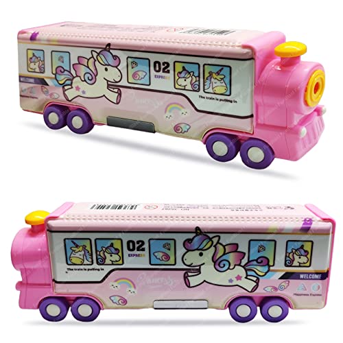 FunBlast Pencil Box for Kids with Moving Wheels – Double Layer Pencil Case with Sharpener, Stationery Box for Kid, Unicorn Pencil Box for Girls, Birthday Return Gift (Unicorn)