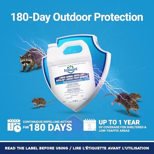 EcoGuard Home And Cottage Liquid Animal Repellent 3.78L | Bitter Anti Chew Spray with Bitrex, For Wild And Domestic Animals | Helps Deter Raccoons, Rabbits, Skunks, Squirrels, Coyotes, Mice, Rats And Other Nuisance Pests | Yard, Home & Garbage Protection | SPRAYER NOT INCLUDED - 3